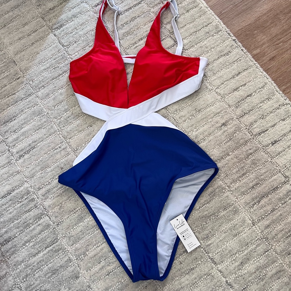 Cupshe Red, White, and Blue One Piece Swimsuit
